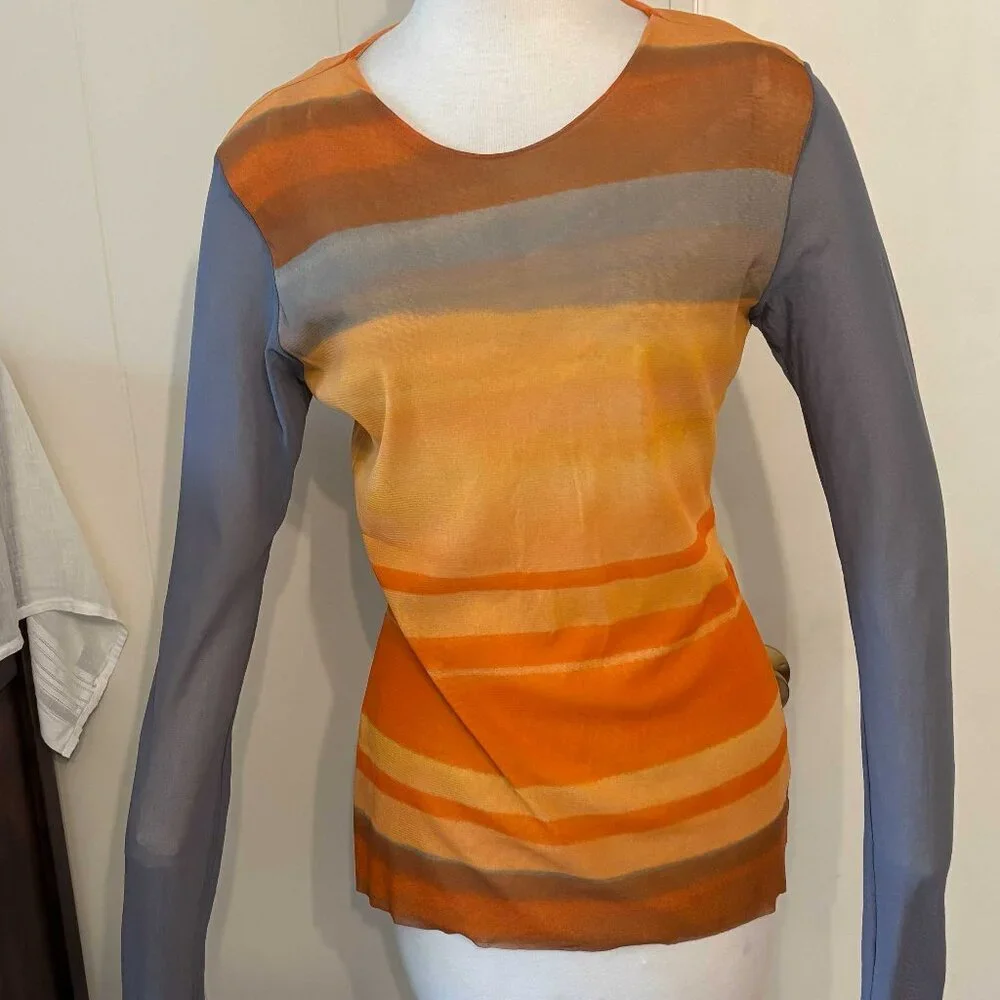 Petit Pois Orange Striped Top - Size XLP - Picture 1 of 7